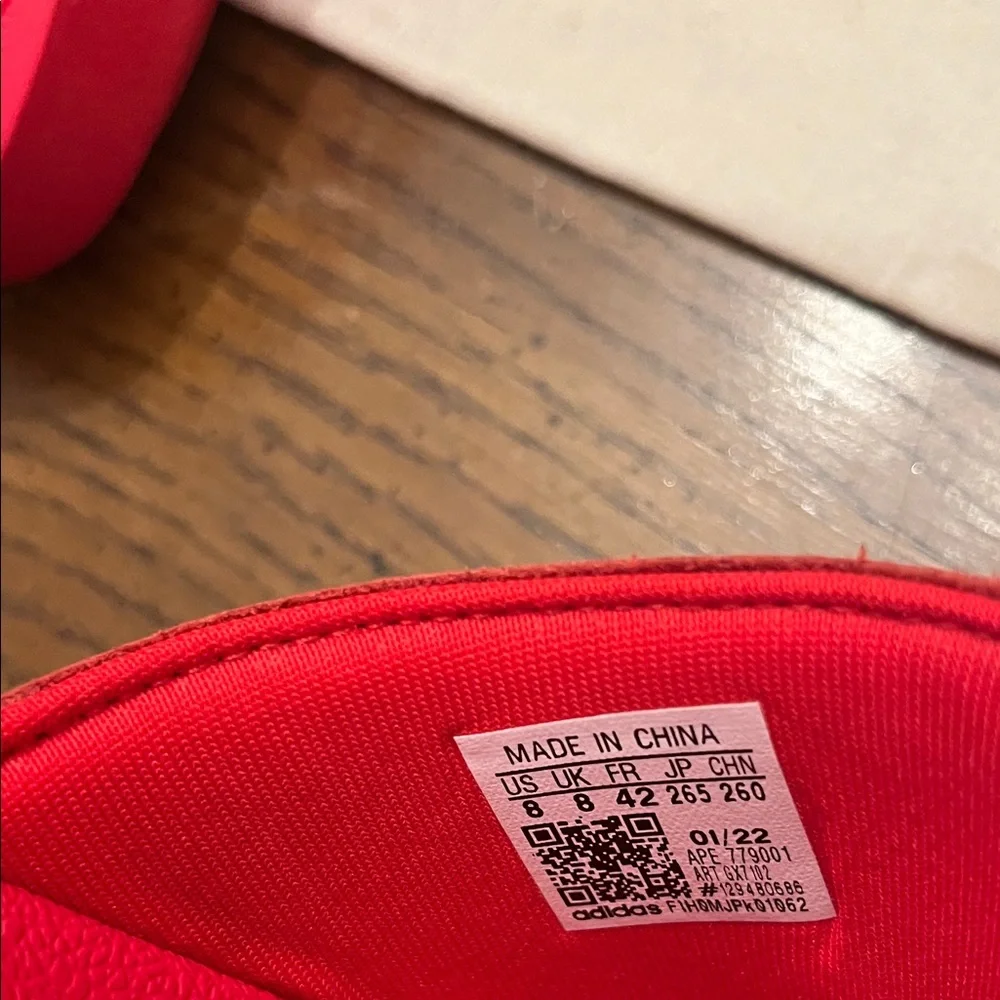 Adidas Ivy Park Red Slide Sandals with dust bag, size 8‎